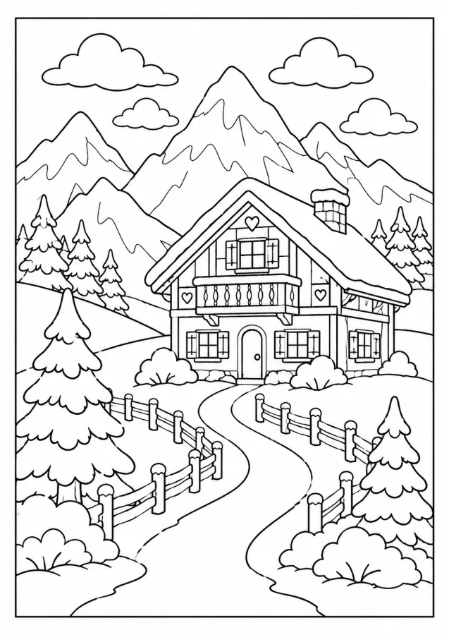 Un paysage alpin enneigé avec un chalet