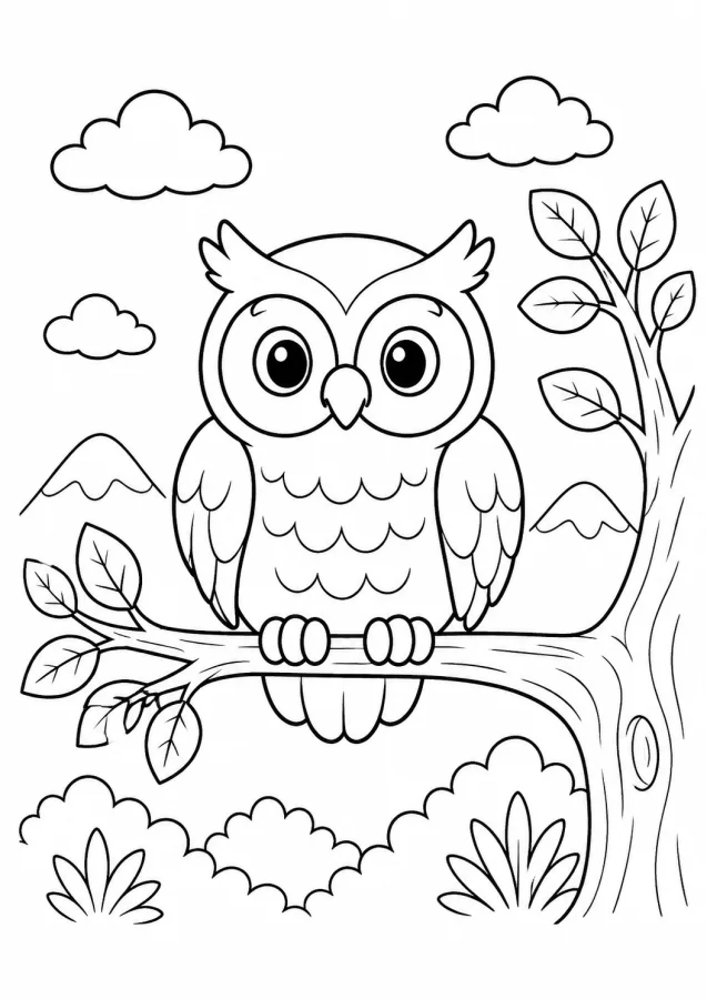 Un hibou perché sur une branche d'arbre