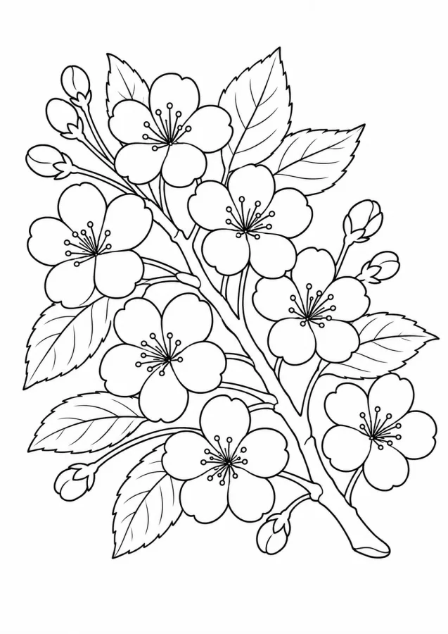 Une branche de cerisier en fleur