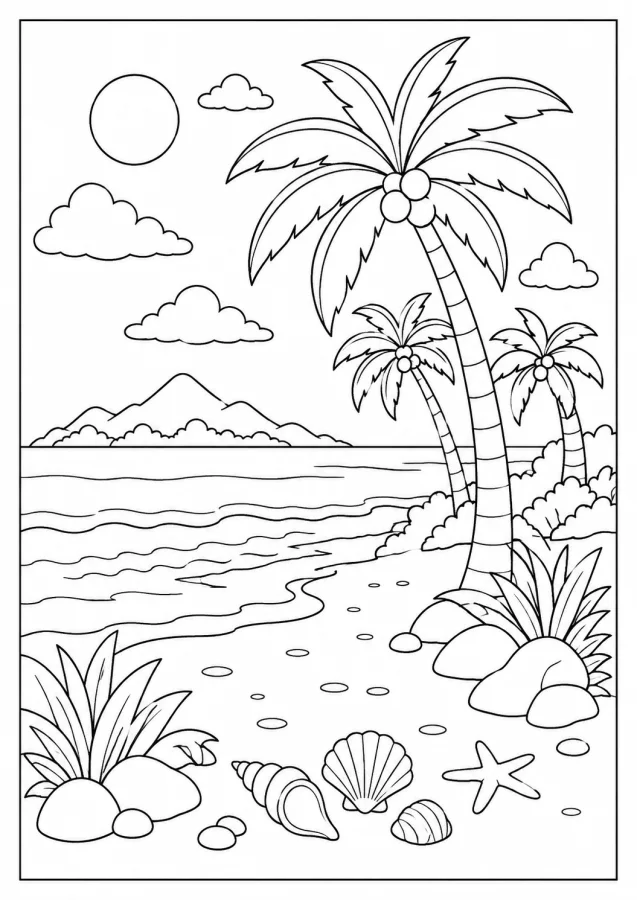Une plage tropicale bordée de palmiers
