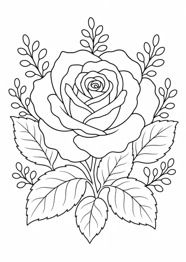 Une rose détaillée entourée de feuillage
